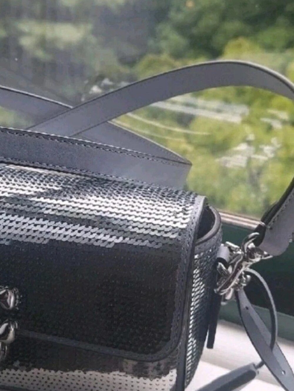 Coach Studio CM428 Silver Sequin Baguette Shoulder Crossbody Handbag Clutch Purs - Picture 6 of 16